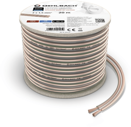 Oehlbach Speaker Cable 2x1,50mm² - Luidsprekerkabel - 20m spool - Transparant