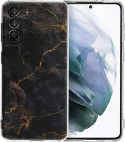 imoshion Hoesje Geschikt voor Samsung Galaxy S21 Hoesje Siliconen - imoshion Design hoesje - Meerkleurig / Black Marble