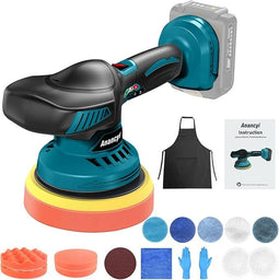 Polijstmachine Set - 18V – Draadloos - 6 standen en 12 accessoires - 150mm pad