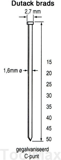 Dutack 1.6mm brads | 55mm | 2000 stuks - 5138037