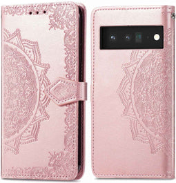 iMoshion Hoesje Geschikt voor Google Pixel 6 Pro Hoesje Met Pasjeshouder - iMoshion Mandala Bookcase - Rosé Goud