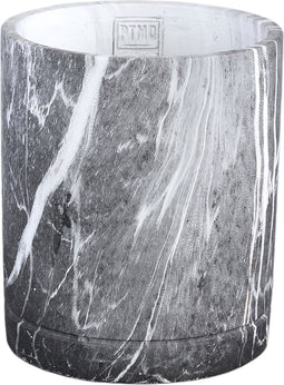 PTMD Marmy Black Cement Cilinder Pot Marble Print M