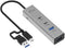 i-tec CAHUBMETAL2A2CPD - USB Hub - 2x USB-C 2x USB-A Power Delivery 85W - Zilver