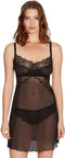 Freya Freya Fancies - Nachthemd AA1018 - Sexy doorschijnend met kanten nekrand - Zwart