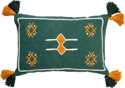Dutch Decor ZINA - Sierkussen katoen 40x60 cm - Sagebrush Green - groen - Kussen met flosjes - Inclusief binnenkussen