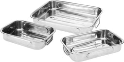 Excellent Houseware Braadsledes/ovenschalen - set van 3x stuks - rvs metaal - zilver - Vlees braden - Braadpan