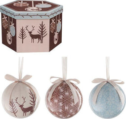 House of Seasons Kerstballen Cadeauset - 14 stuks - Onbreekbaar - Lichtblauw Bruin (14 stuks)