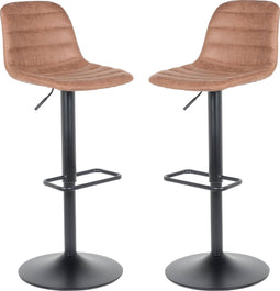 Alora Barkruk Helsinki Lichtbruin - Set van 2 - leer - Barstoel Kruk