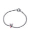 Stitch - Verjaardagstaart bedel - Zilver met roze emaille