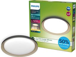 Philips Pebblo plafondlamp - Ultra Efficient - SceneSwitch - 10W - warmwit licht - Zwart met goud design