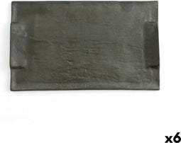 Snackdienblad Quid Mineral Keramisch Zwart 30 x 18 cm (6 Stuks)