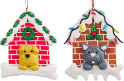 Kurt s. Adler - 4.25 inch -4.375 inch H Clay Dough Cat/ Dog House O...