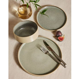 Next Joni Grey - 12-delige serviesset - Aardewerk - Uniek ambachtelijk design (12 stuks)