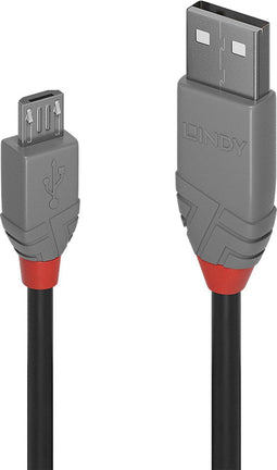 Lindy Anthra Line - USB-kabel 2.0 - 3.00 m - Grijs Zwart