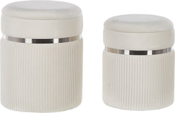 CAMDENTON - Poef set van 2 - Wit - Fluweel