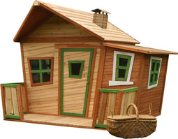 AXI Lisa Speelhuis in Bruin/Groen - Speelhuisje voor de tuin / buiten - FSC hout - Tuinhuisje met veranda voor kinderen