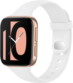iMoshion Bandje Geschikt voor Oppo Watch 41 mm - iMoshion Siliconen band zilver knoopje - Wit