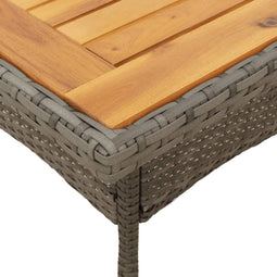 vidaXL Tuintafel met acaciahouten blad 80x80x75 cm poly rattan grijs