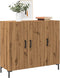 vidaXL - Dressoir - 90x34x80 - cm - bewerkt - hout - artisanaal - eikenkleurig