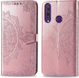 iMoshion Hoesje Geschikt voor Huawei Y6p Hoesje Met Pasjeshouder - iMoshion Mandala Bookcase - Rosé Goud