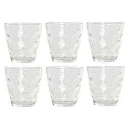 6x Stuks transparante waterglazen/drinkglazen cirkels relief 400 ml van glas - Keuken/servies basics