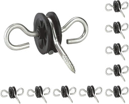 Katsu 667313 - Elektrisch hek - 10 stuks robuuste verzinkte deurgrip-isolatoren zwart (10 stuks)