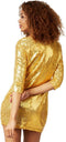 dressforfun - Paillettenjurk - Lange mouwen - Goud - XXL