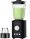 CAMRY CR4088 - Blender - 1800 W 1,5L glazen kan titanium messen - Zwart