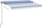 vidaXL - Luifel - automatisch - met - LED - en - windsensor - 350x250 - cm - blauw - wit