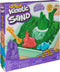 Kinetic Sand - Zandbak-set met 454 g groen origineel kinetisch zand opbergzandbak 4 vormen en gereedschap - Sensorisch speelgoed