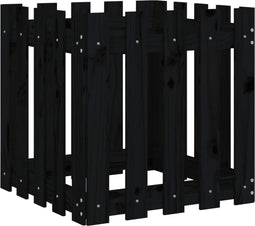 vidaXL - Plantenbak - met - hekontwerp - 50x50x50 - cm - massief - grenenhout - zwart