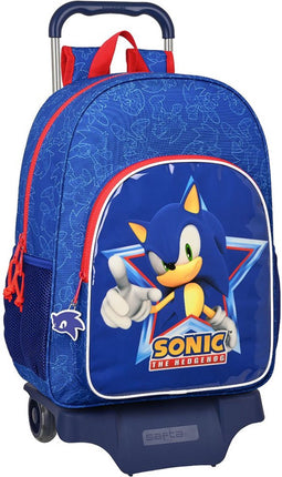 Schoolrugzak met Wielen Sonic Let's roll Marineblauw 33 x 42 x 14 cm