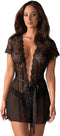 Obsessive - Alluria Kimono & String Zwart S/M
