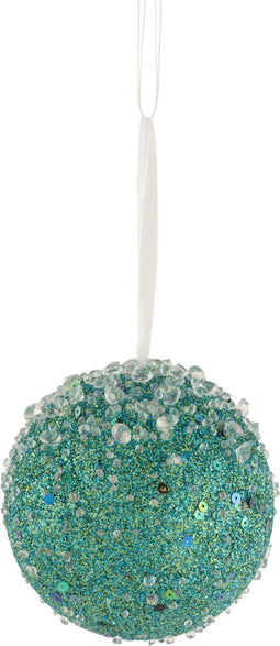 J-Line Bal Hangend Glitter Parels Azuur Groen Large
