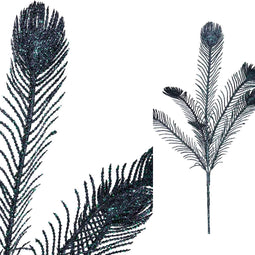 PTMD Leaves Plant Pauwenveer Kunsttak - 46 x 34 x 93 cm - Blauw