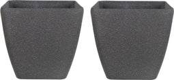 ZELI - Bloempot set van 2 - Donkergrijs - 42 cm - Stenenmix