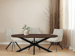 Livingfurn - Eetkamertafel Jesper Oval Brown 210 cm - Mangohout / Gecoat Staal