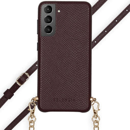 Selencia Hoesje Geschikt voor Samsung Galaxy S21 Hoesje Met Koord - Selencia Aina Slang Hoesje met koord - Rood