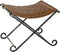 Foot-of-bed Bench DKD Home Decor Zwart Metaal Bruin Huid (53 x 45 x 44 cm)