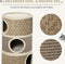 PawHut D30-326 - Kattenkrabpaal - 3 niveaus sisal en zeewier - Kaki en bruin