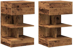 vidaXL - Nachtkastjes - 2 - st - 40x35x65 - cm - bewerkt - hout - oud - houtkleurig