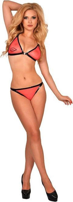 Printed Datex bh-setje rood - L