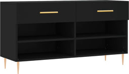 vidaXL - Schoenenbank - 102x35x55 - cm - bewerkt - hout - zwart