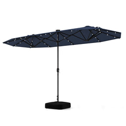 Coast 400 x 200 cm - Dubbele Tuinparasol - LED op Zonne-Energie Donkerblauw