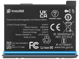 Insta360 X3 - Accu - 1800 mAh Li-Ion - Compact en lichtgewicht