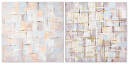 Schilderij DKD Home Decor Squares Abstract 100 x 3 x 100 cm Modern (2 Stuks)