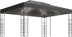 vidaXL - Prieel - met - LED-lichtslinger - 3x4 - m - antracietkleurig