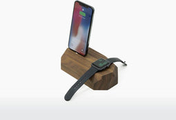 Oakywood Combi Dock - Massief Walnoot Hout - compatible met Apple iPhone en Apple Watch (Lightning)