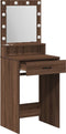 vidaXL - Kaptafel - met - LED-verlichting - - - Bruin - Eik, - 50x41x135 - cm