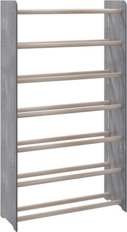 vidaXL - Schoenenrek - 65x24x117 - cm - bewerkt - hout - grijs